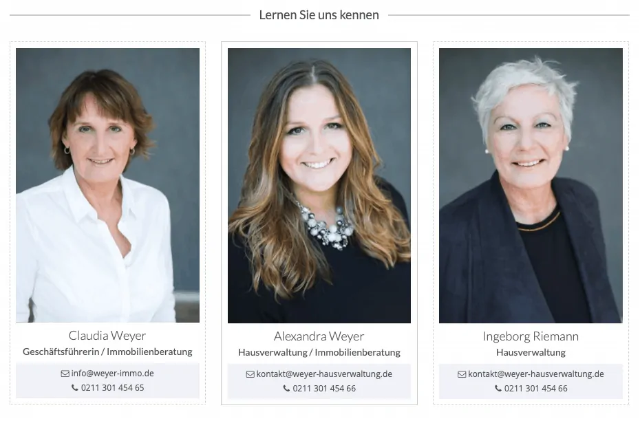 Relaunch Webseite Ansprechpartner für CW Immobilien Gerresheim von Kommercial Werbeagentur